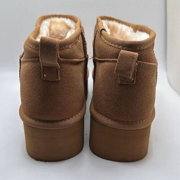 CUSHIONAIRE Women's Genuine Suede pull on platform boot +Memory Foam 9 CHESTNUT - Picture 4 of 7